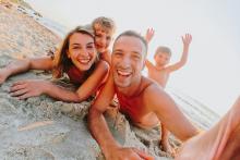 family on beach